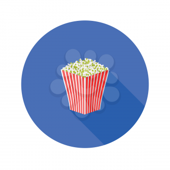 colorful illustration with popcorn flat icon on a white background