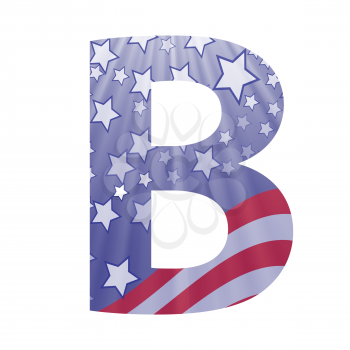 colorful illustration with  american flag letter B on a white background