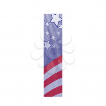 colorful illustration with  american flag letter I on a white background