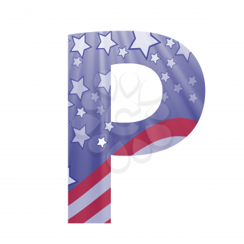 colorful illustration with  american flag letter P on a white background