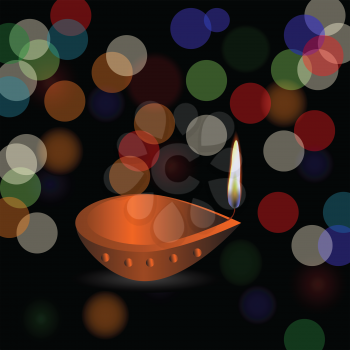 colorful illustration Diwali holiday background with blurred lights
