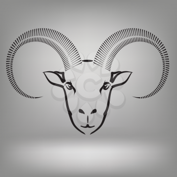 illustration with symbol of goat on a grey background