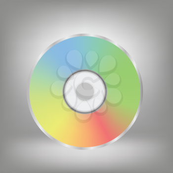 colorful illustration with disc icon  on a grey background