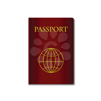 colorful illustration with red passport on a white background