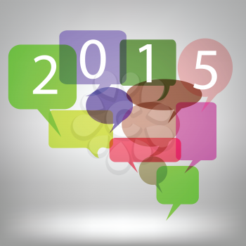 colorful illustration with new year speech bubbles background on grey  background