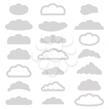 illustration with  set of clouds icons on a white background