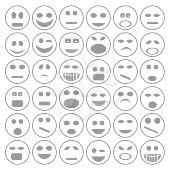 colorful illustration with set of  smiley faces icons  on a white background