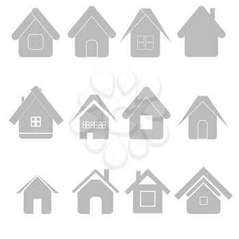  illustration with  silhouettes house set on white background