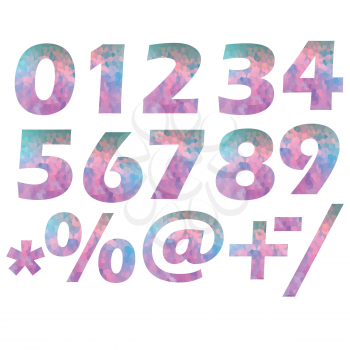 colorful illustration with set of numbers on white  background