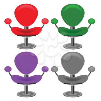 colorful illustration  with set of modern chairs on white background