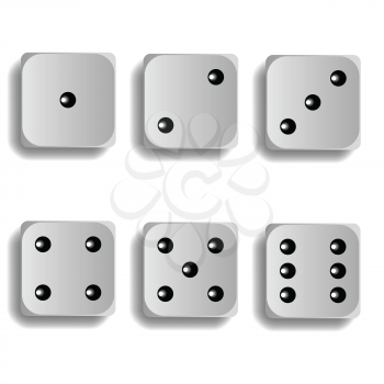 dice for games turned on all sides and with all the numbers on white background