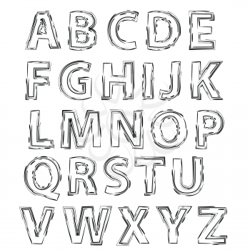  illustration  with  alphabet on white background