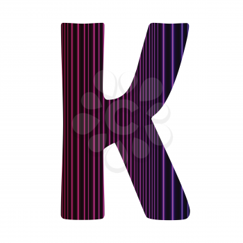 colorful illustration  with  neon letter K  on white background