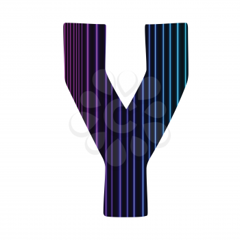 colorful illustration  with  neon letter Y  on white background