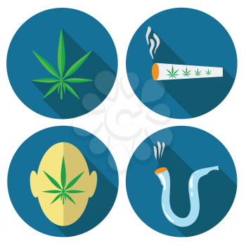 colorful illustration  with  cannabis icons on white background