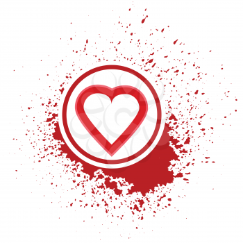 illustration  with heart icon on red blot background
