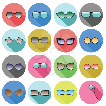 colorful illustration  with glasses icons on white background
