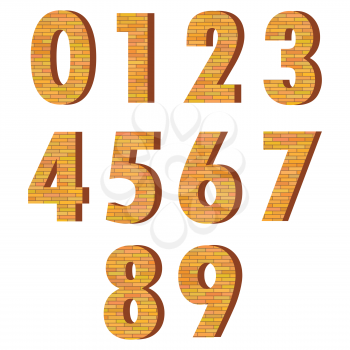 colorful illustration  with brick numbers on white background