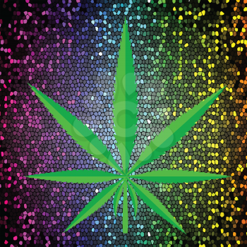 colorful illustration  with  cannabis green leaf  icon 
