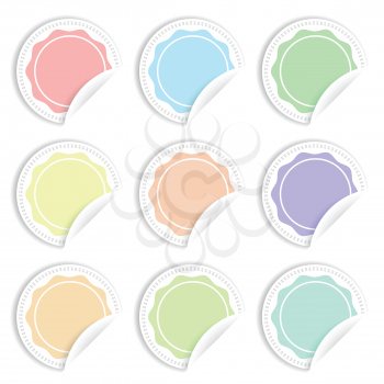 colorful illustration  with  set of paper stickers  on white background