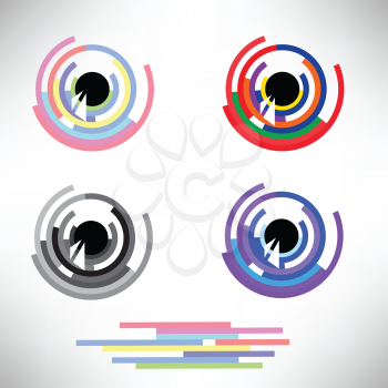 colorful illustration  with  eye icons set  on white background