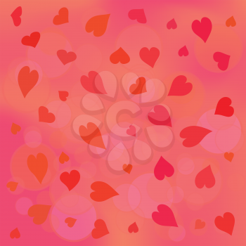 colorful illustration  with red hearts on pink background
