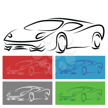 illustration  with modern car on white background