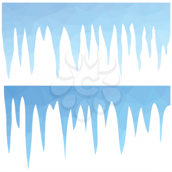 colorful illustration  with  polygonal blue icicles  on white background