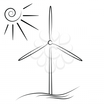 illustration  with  windmill  on white background