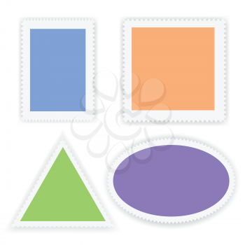 illustration  with postage stamps on white  background