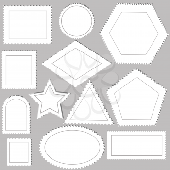 illustration  with postage stamps on grey  background