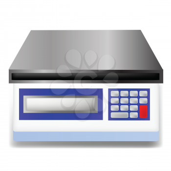 illustration  with digital weighing scale on white  background