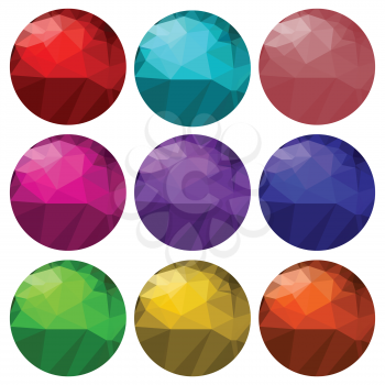 colorful illustration  with brilliant cut gems on white  background