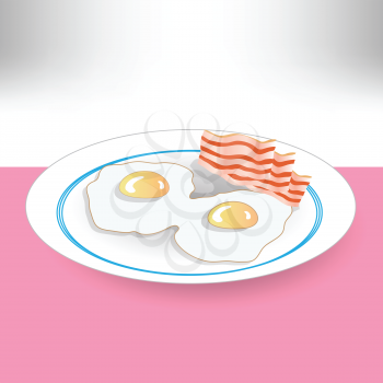 colorful illustration  with eggs and becon