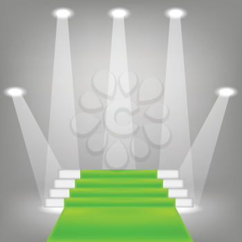 illustration  with green carpet on grey background