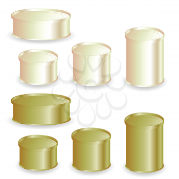 illustration  with tin cans on white background