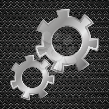 illustration  with gears on dark metal background
