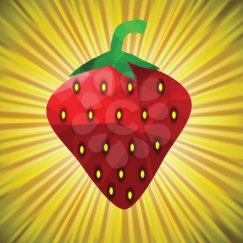 colorful illustration  with red strawberry on sun background