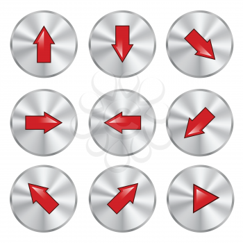  illustration  with arrow metal buttons on white background