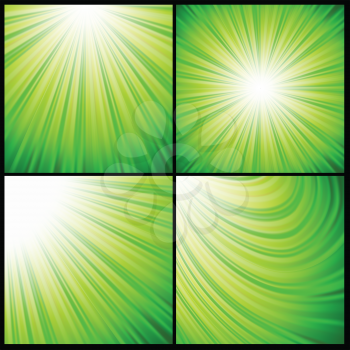 colorful illustration  with abstract green rays  background