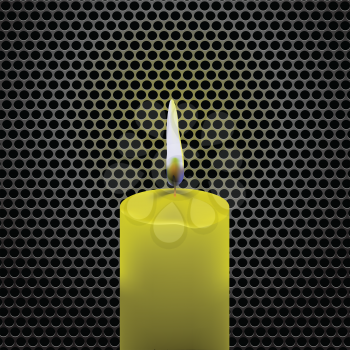 colorful illustration  with candle  on dark metal perforated  background