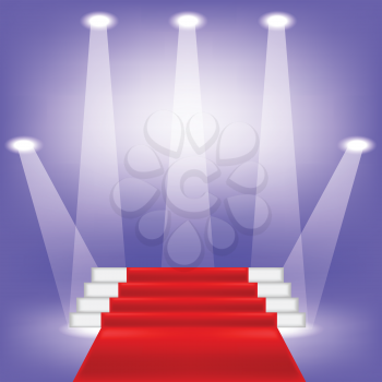 colorful illustration  with red carpet on blue background