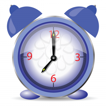  illustration  with blue alarm clock isolated on white background