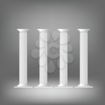 illustration  with greek columns on dark background
