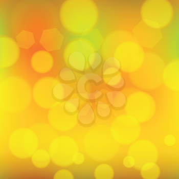 Yellow orange summer sun background. Blurred yellow orange lights. Background with space for your message. Useful for your design.
