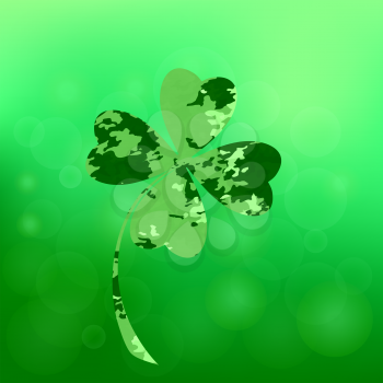 Four- leaf clover - Irish shamrock St Patrick's Day symbol. Useful for your design. Green  clover labels. St. Patrick's day clover icon  on green background.
