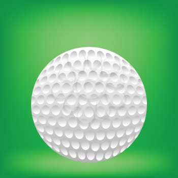 Realistic golf ball on green background. Traditional white golf ball with clipping path.
