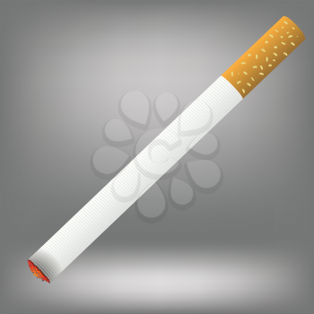 Realistic cigarette  on a grey background. Cigarette burns. 
  


