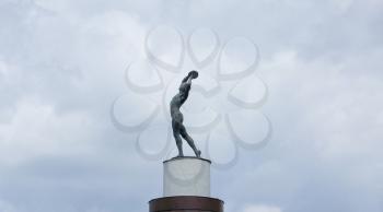 Statue of a Man Who Throws the Disc. Football Stadium. Kharkiv. Ukraine.