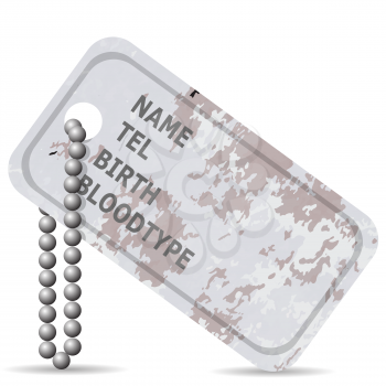 Military Dog Tag Isolated on White Background. Silver Identity Tag.